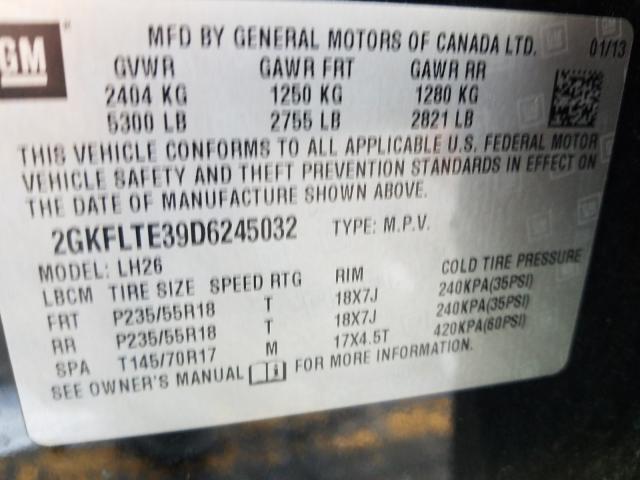 Photo 9 VIN: 2GKFLTE39D6245032 - GMC TERRAIN SL 