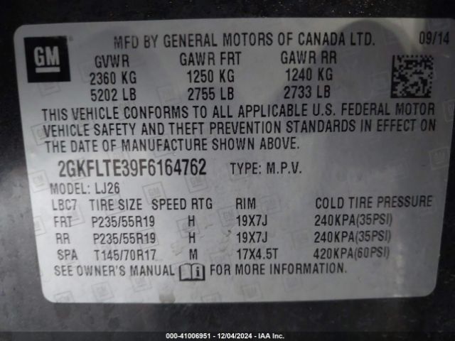 Photo 8 VIN: 2GKFLTE39F6164762 - GMC TERRAIN 