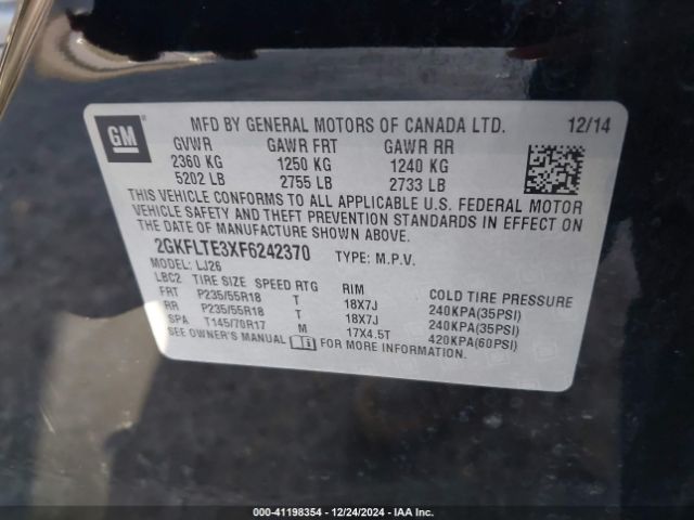 Photo 8 VIN: 2GKFLTE3XF6242370 - GMC TERRAIN 