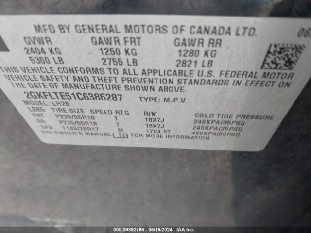 Photo 8 VIN: 2GKFLTE51C6386287 - GMC TERRAIN 