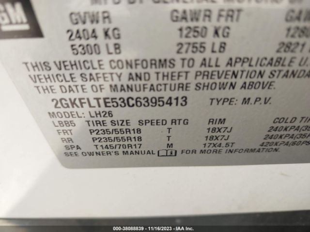 Photo 8 VIN: 2GKFLTE53C6395413 - GMC TERRAIN 