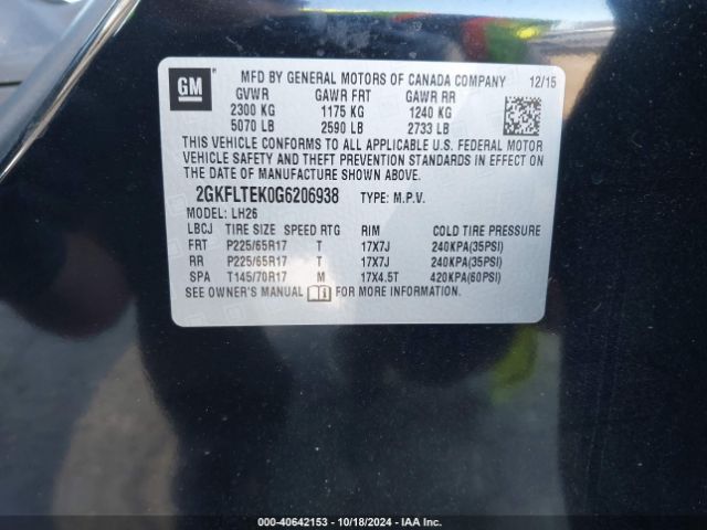 Photo 8 VIN: 2GKFLTEK0G6206938 - GMC TERRAIN 