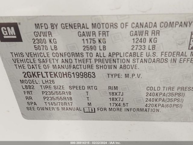 Photo 8 VIN: 2GKFLTEK0H6199863 - GMC TERRAIN 