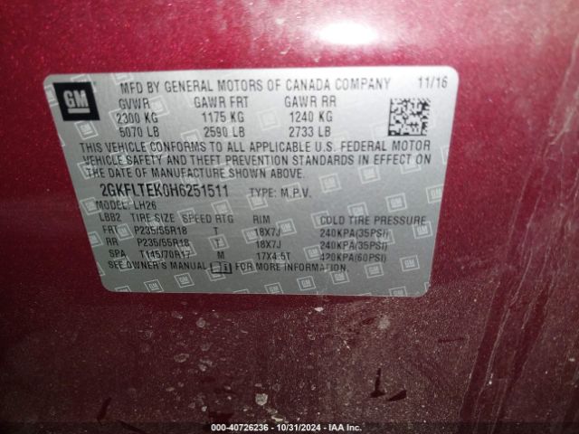 Photo 8 VIN: 2GKFLTEK0H6251511 - GMC TERRAIN 