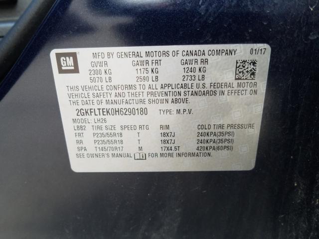 Photo 9 VIN: 2GKFLTEK0H6290180 - GMC TERRAIN SL 