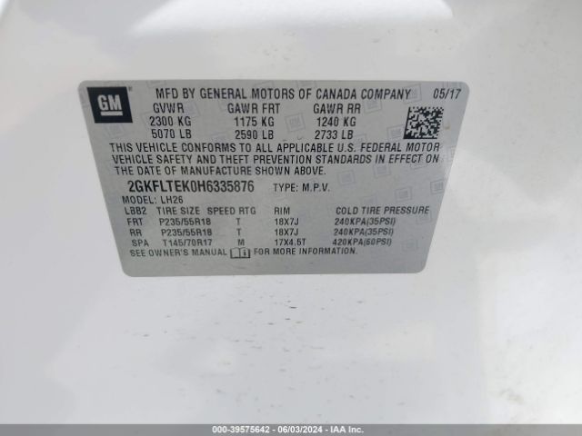 Photo 8 VIN: 2GKFLTEK0H6335876 - GMC TERRAIN 