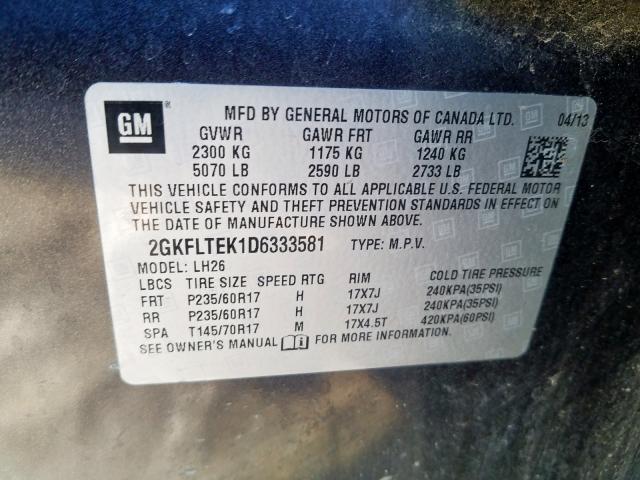 Photo 9 VIN: 2GKFLTEK1D6333581 - GMC TERRAIN SL 