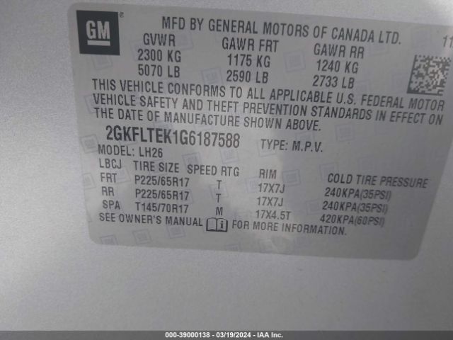 Photo 8 VIN: 2GKFLTEK1G6187588 - GMC TERRAIN 