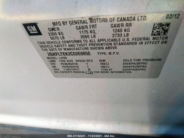 Photo 8 VIN: 2GKFLTEK2C6269856 - GMC TERRAIN 