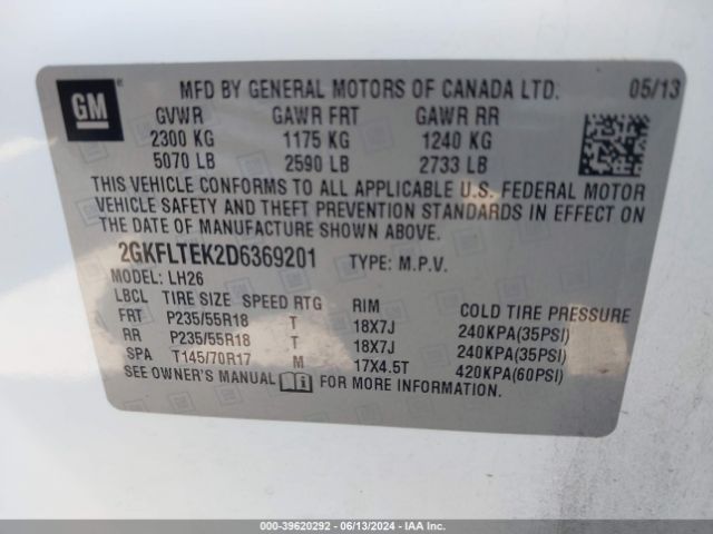 Photo 8 VIN: 2GKFLTEK2D6369201 - GMC TERRAIN 