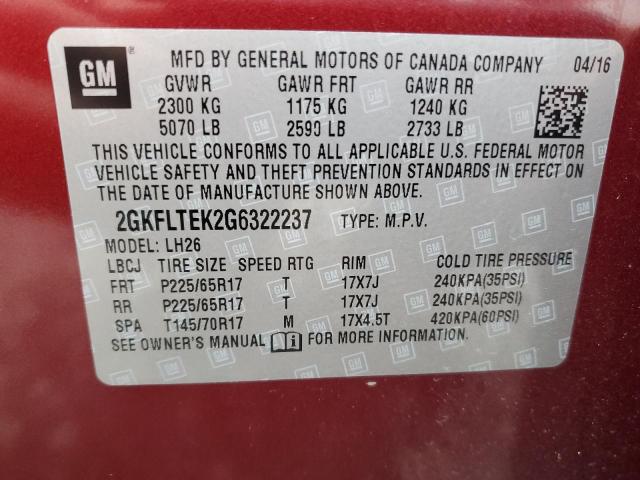 Photo 12 VIN: 2GKFLTEK2G6322237 - GMC TERRAIN 