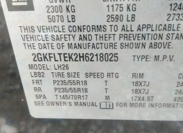 Photo 8 VIN: 2GKFLTEK2H6218025 - GMC TERRAIN 