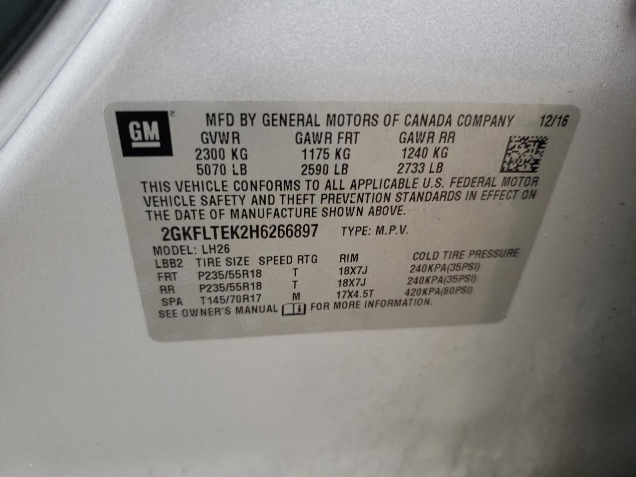 Photo 11 VIN: 2GKFLTEK2H6266897 - GMC TERRAIN 