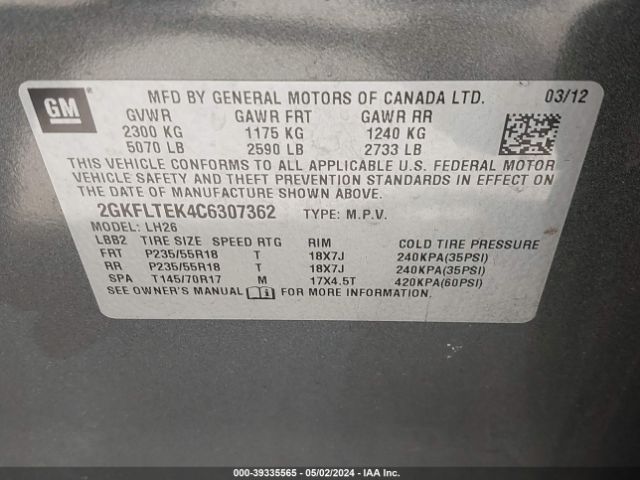 Photo 8 VIN: 2GKFLTEK4C6307362 - GMC TERRAIN 