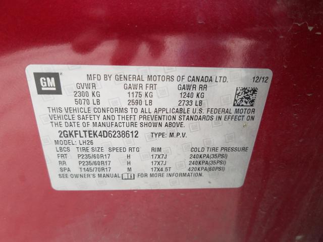 Photo 9 VIN: 2GKFLTEK4D6238612 - GMC TERRAIN SL 