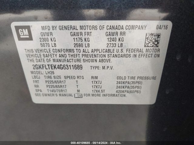 Photo 8 VIN: 2GKFLTEK4G6311689 - GMC TERRAIN 