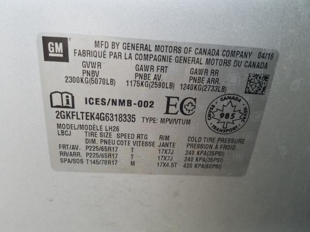 Photo 9 VIN: 2GKFLTEK4G6318335 - GMC TERRAIN SL 