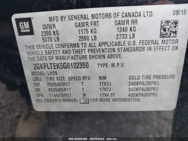 Photo 8 VIN: 2GKFLTEK5G6102350 - GMC TERRAIN 