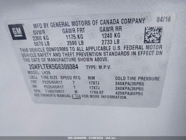 Photo 8 VIN: 2GKFLTEK5G6309384 - GMC TERRAIN 