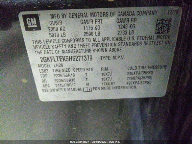 Photo 8 VIN: 2GKFLTEK5H6271379 - GMC TERRAIN 