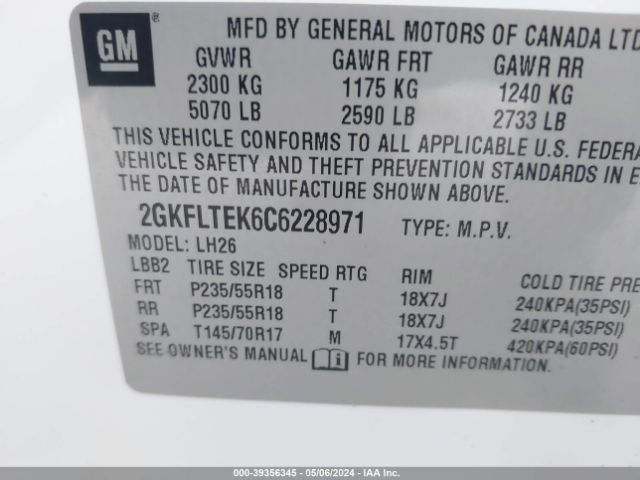 Photo 8 VIN: 2GKFLTEK6C6228971 - GMC TERRAIN 