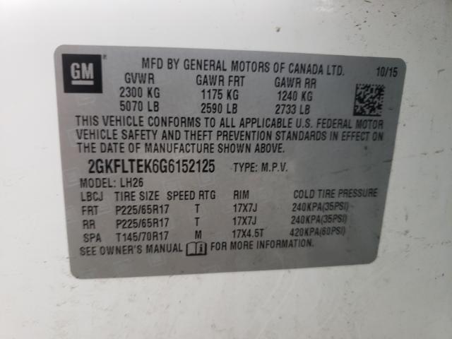 Photo 9 VIN: 2GKFLTEK6G6152125 - GMC TERRAIN SL 