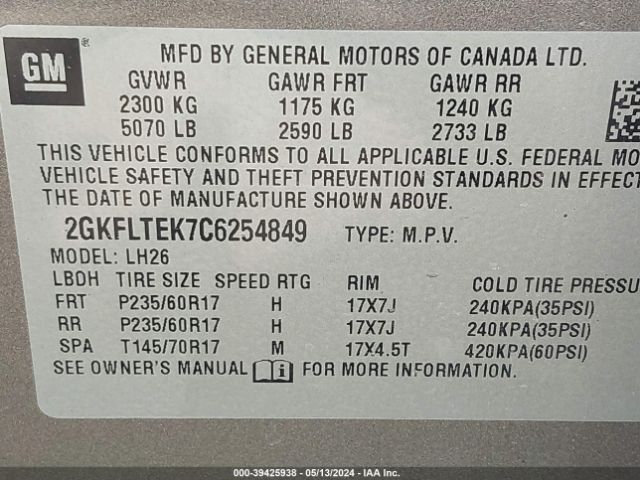 Photo 8 VIN: 2GKFLTEK7C6254849 - GMC TERRAIN 