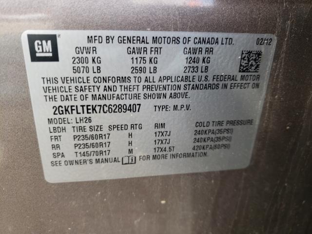 Photo 9 VIN: 2GKFLTEK7C6289407 - GMC TERRAIN SL 