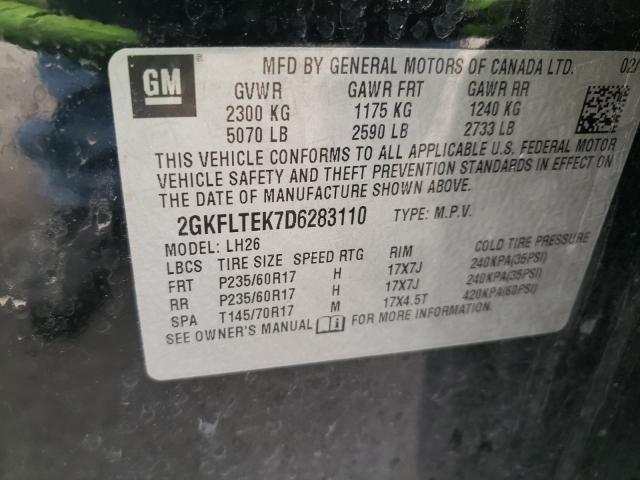 Photo 9 VIN: 2GKFLTEK7D6283110 - GMC TERRAIN SL 