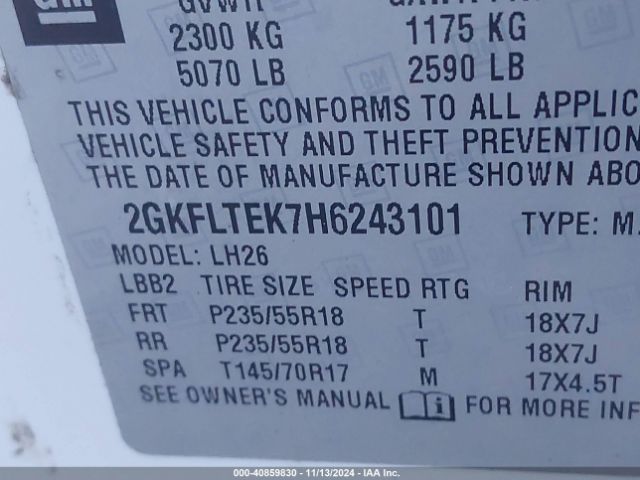 Photo 8 VIN: 2GKFLTEK7H6243101 - GMC TERRAIN 