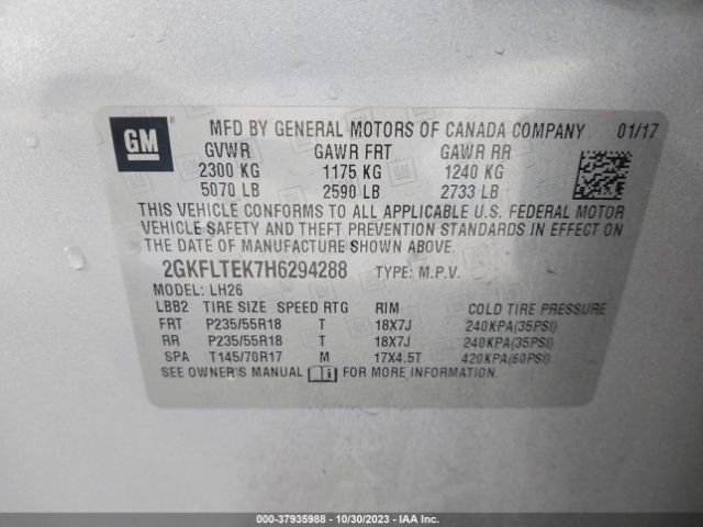 Photo 8 VIN: 2GKFLTEK7H6294288 - GMC TERRAIN 