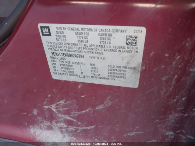 Photo 8 VIN: 2GKFLTEK8G6249794 - GMC TERRAIN 