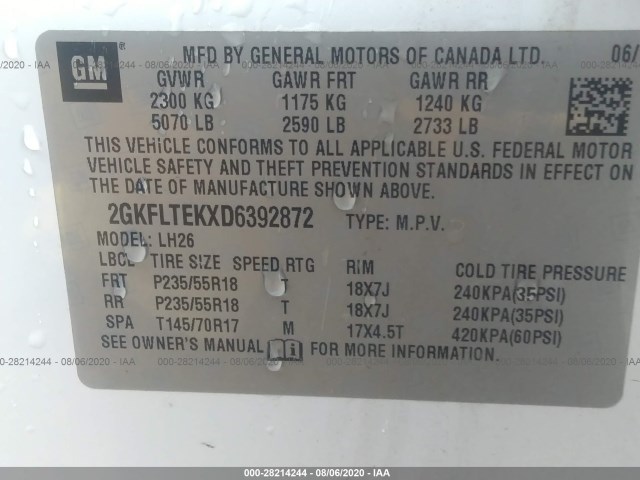 Photo 8 VIN: 2GKFLTEKXD6392872 - GMC TERRAIN 