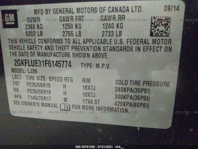 Photo 8 VIN: 2GKFLUE31F6145774 - GMC TERRAIN 