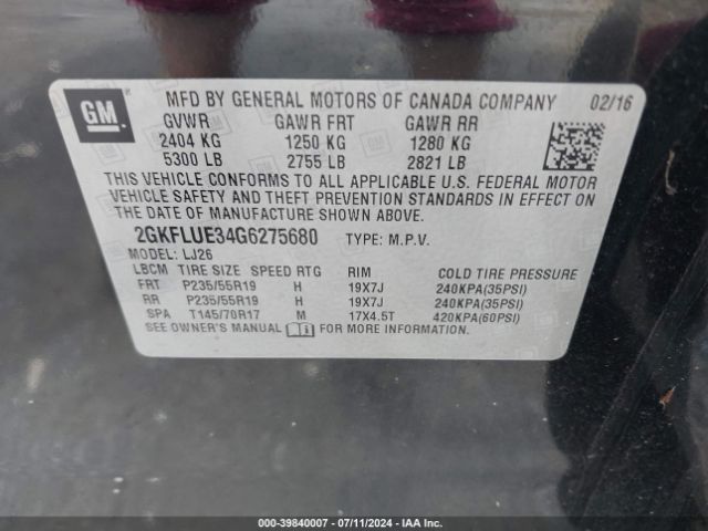 Photo 8 VIN: 2GKFLUE34G6275680 - GMC TERRAIN 