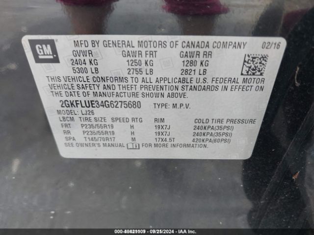 Photo 8 VIN: 2GKFLUE34G6275680 - GMC TERRAIN 