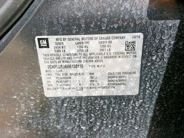 Photo 9 VIN: 2GKFLUE36H6158118 - GMC TERRAIN SL 