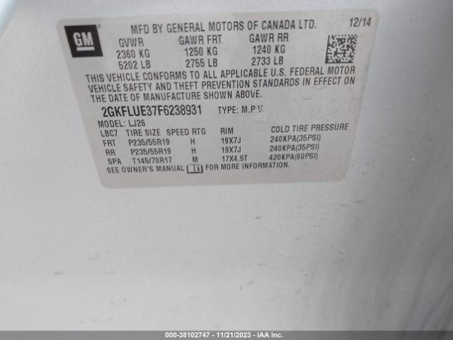 Photo 8 VIN: 2GKFLUE37F6238931 - GMC TERRAIN 