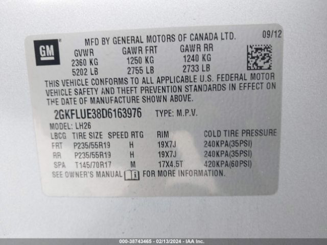 Photo 8 VIN: 2GKFLUE38D6163976 - GMC TERRAIN 