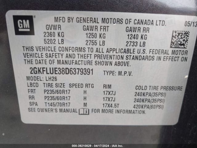 Photo 8 VIN: 2GKFLUE38D6379391 - GMC TERRAIN 