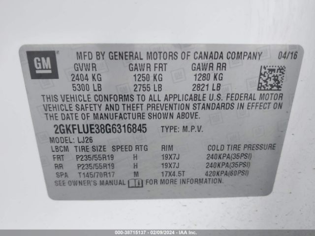 Photo 8 VIN: 2GKFLUE38G6316845 - GMC TERRAIN 