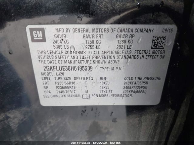 Photo 8 VIN: 2GKFLUE38H6195509 - GMC TERRAIN 