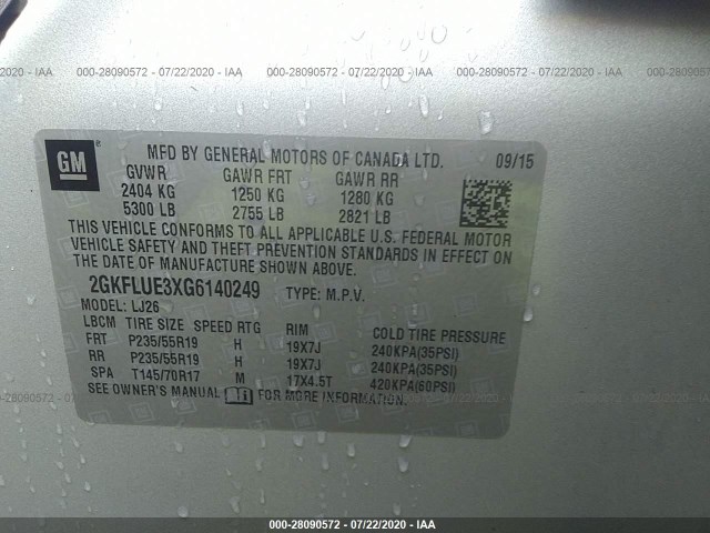 Photo 8 VIN: 2GKFLUE3XG6140249 - GMC TERRAIN 