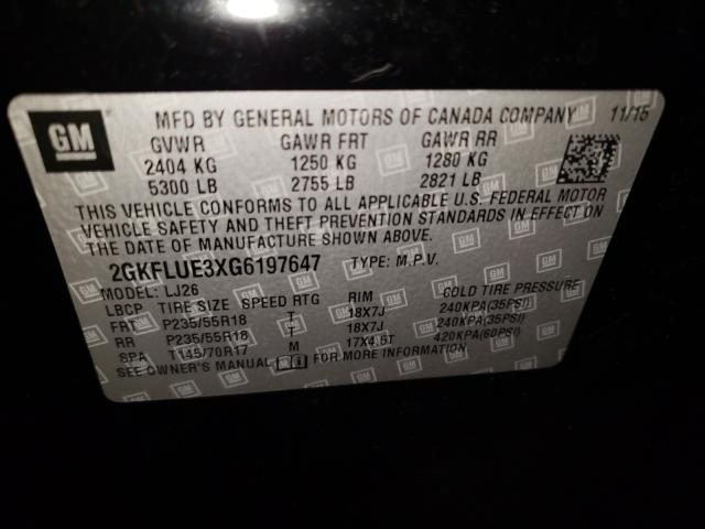 Photo 9 VIN: 2GKFLUE3XG6197647 - GMC TERRAIN SL 