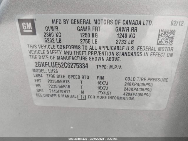 Photo 8 VIN: 2GKFLUE52C6275334 - GMC TERRAIN 