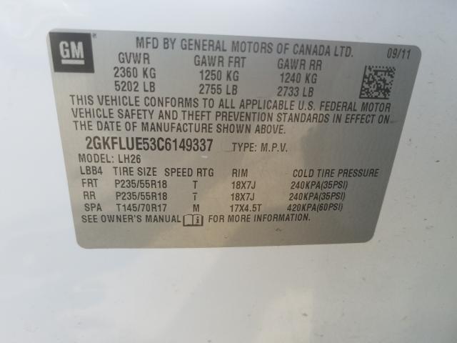 Photo 9 VIN: 2GKFLUE53C6149337 - GMC TERRAIN SL 