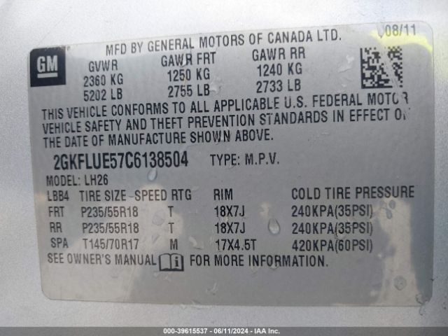 Photo 8 VIN: 2GKFLUE57C6138504 - GMC TERRAIN 