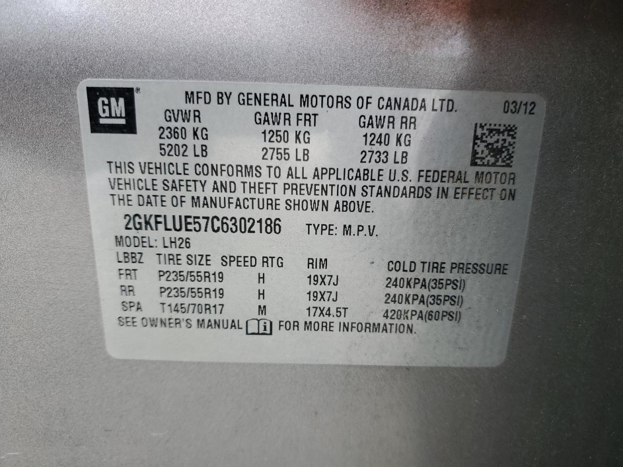 Photo 12 VIN: 2GKFLUE57C6302186 - GMC TERRAIN 