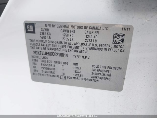 Photo 8 VIN: 2GKFLUE5XC6210814 - GMC TERRAIN 