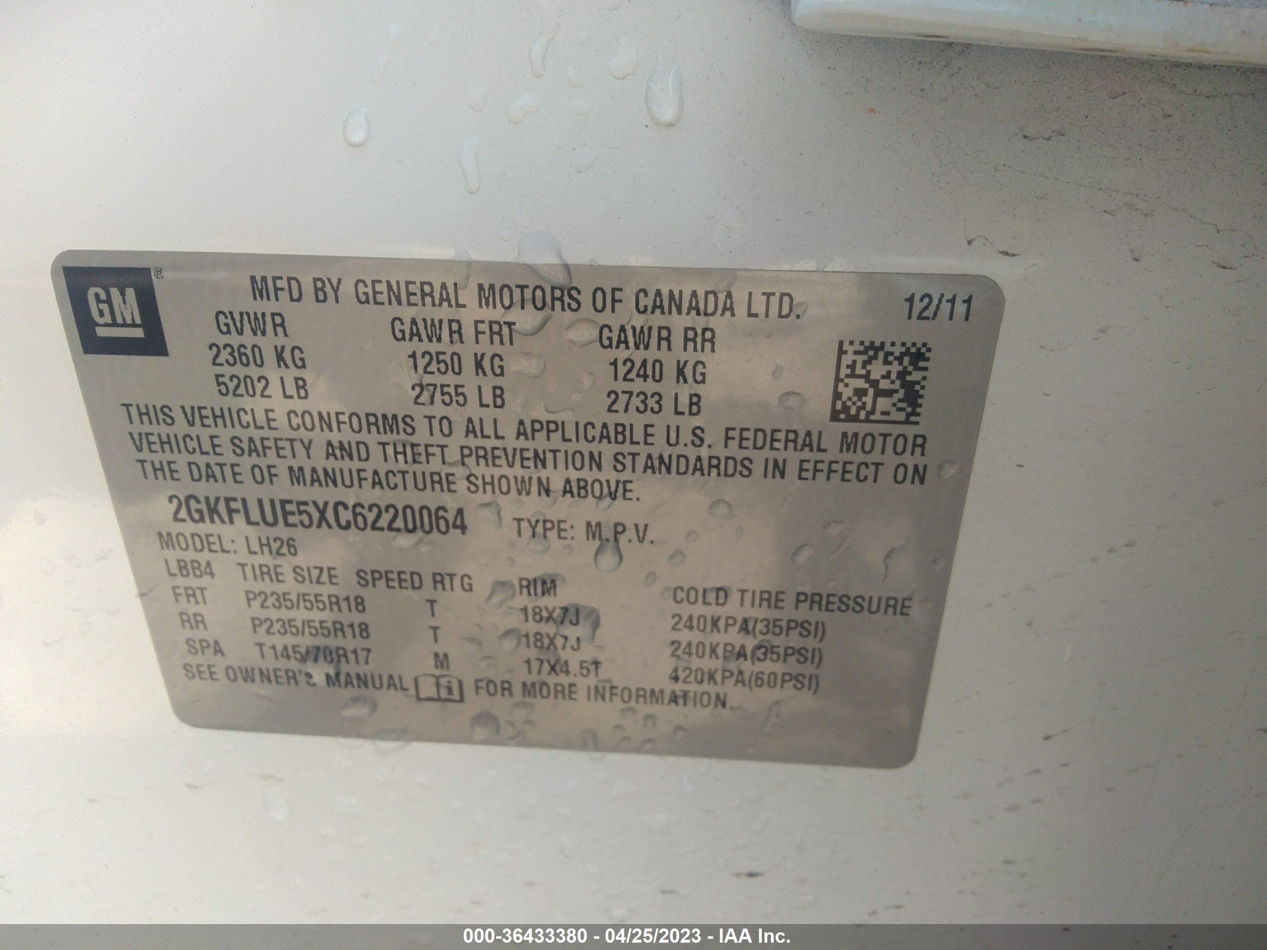 Photo 8 VIN: 2GKFLUE5XC6220064 - GMC TERRAIN 